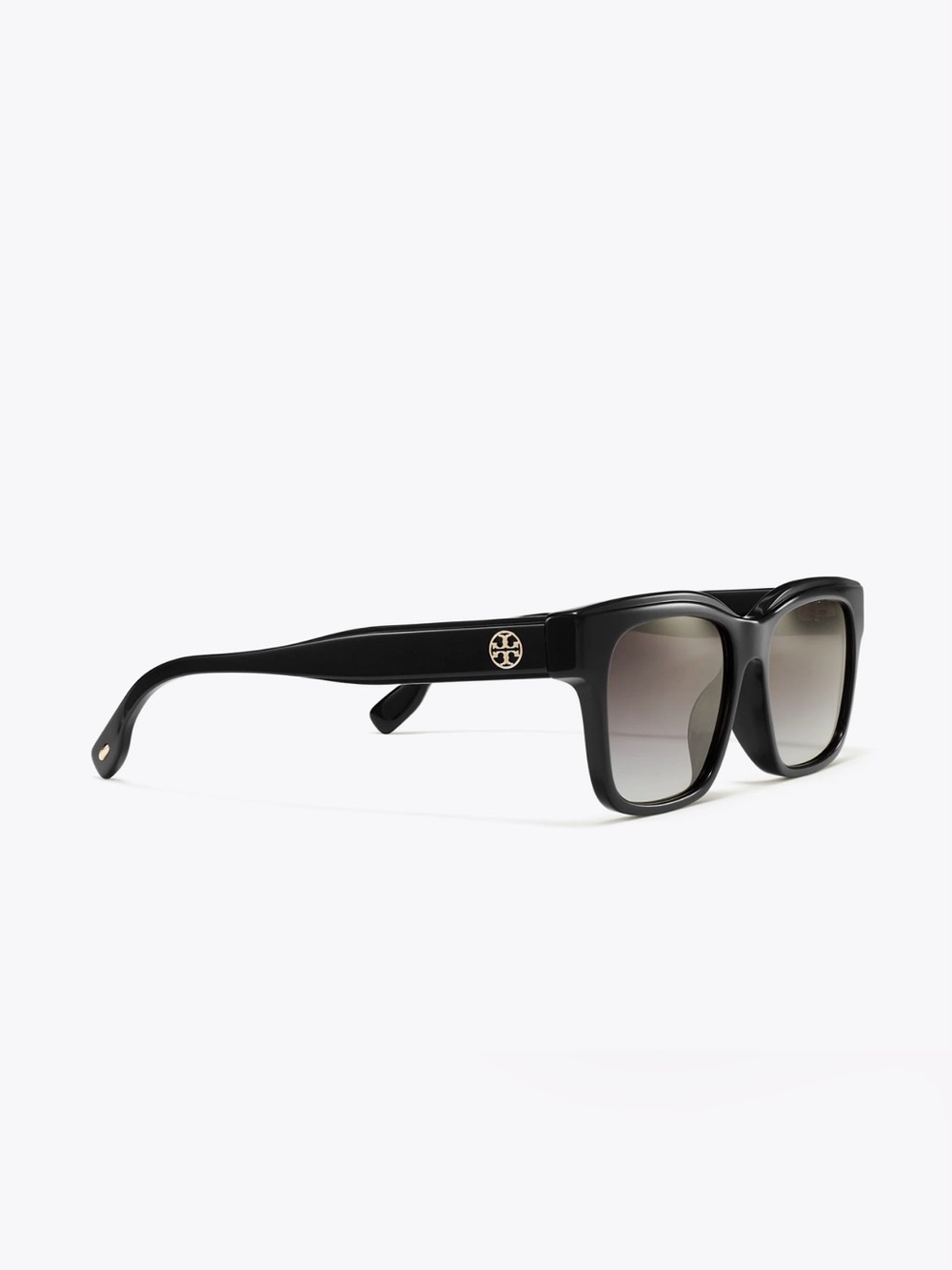 Tory Burch Black Miller Rectangular Sunglasses with Gold Logo. Case included